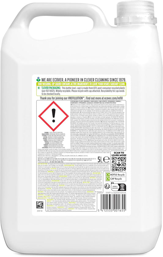 Ecover Washing Up Liquid Refill, Lemon & Aloe Vera, 5L