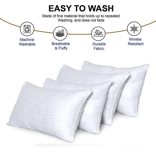 Luxury Stripe Pillows – Premium Hotel Quality, Soft & Durable with Hollowfiber Filling – Pack of 2