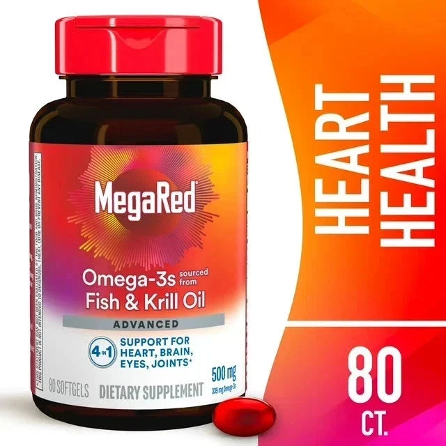 MegaRed Advanced 4-in-1 Omega-3 Fish & Krill Oil 500mg