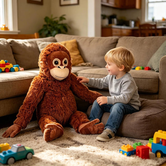 26” Large PUNCH Monkey Djungelskog Brown Orangutan Gorilla Ape Shaggy Plush Toy – Soft Stuffed Animal