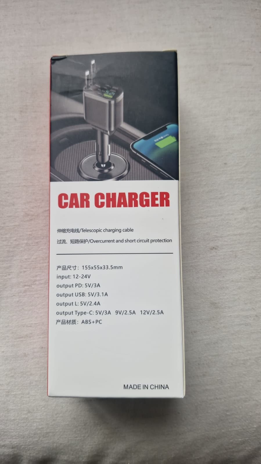M4 5-in-1 Car Charger with Built-In Cables