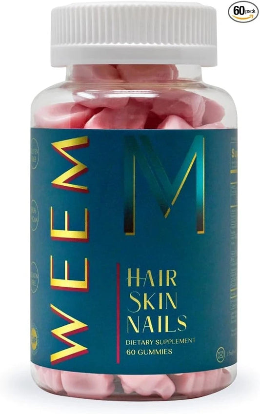 WEEM Hair Skin and Nails Gummies – Vegan Biotin Vitamins for Healthy Hair, Glowing Skin & Strong Nails