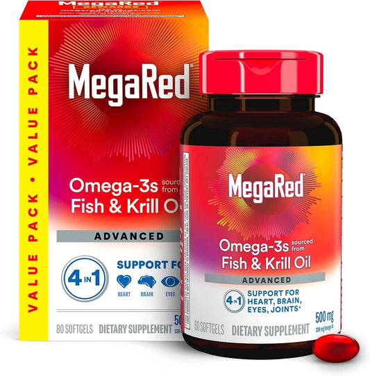 MegaRed Advanced 4-in-1 Omega-3 Fish & Krill Oil 500mg