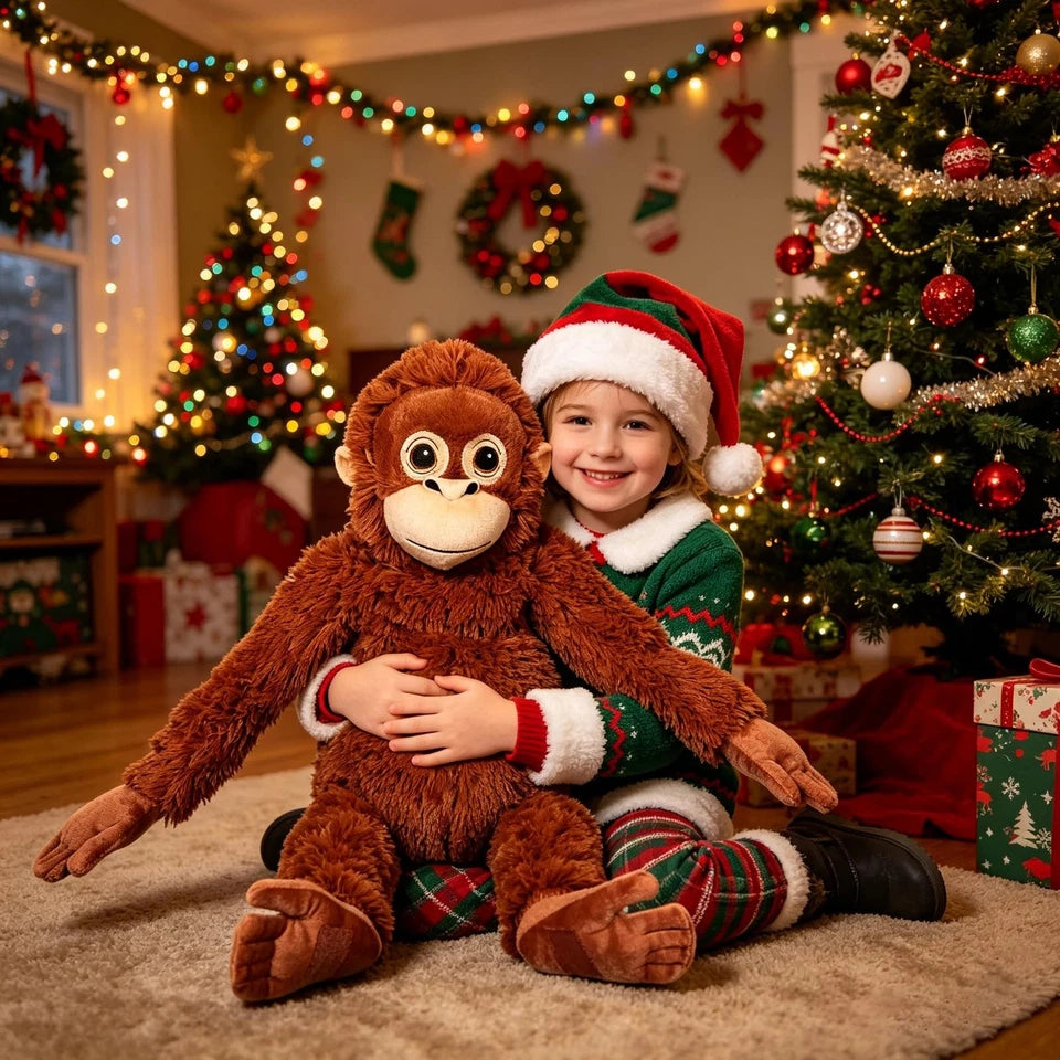 26” Large PUNCH Monkey Djungelskog Brown Orangutan Gorilla Ape Shaggy Plush Toy – Soft Stuffed Animal