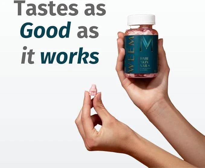 WEEM Hair Skin and Nails Gummies – Vegan Biotin Vitamins for Healthy Hair, Glowing Skin & Strong Nails